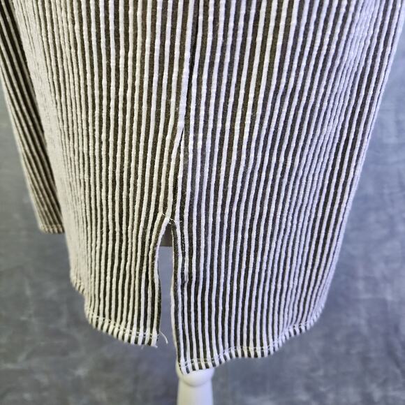 BKE Top Women’s Small Green Stripe Lace-Up Front Short Sleeve Tunic Boho Casual - Picture 8 of 10